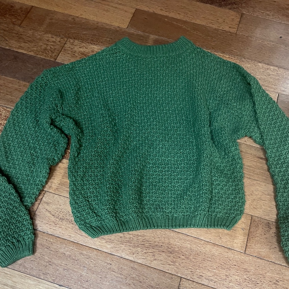 Forest green crochet sweater